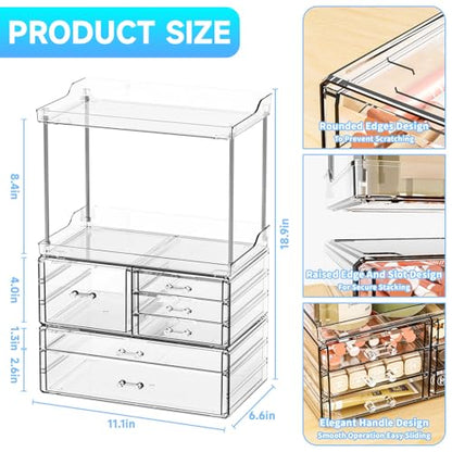 Estante organizador de encimera de baño de 3 niveles y 6 caj