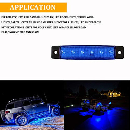 PSEQT 10 unidades de luces LED de tira de roca para auto, lu