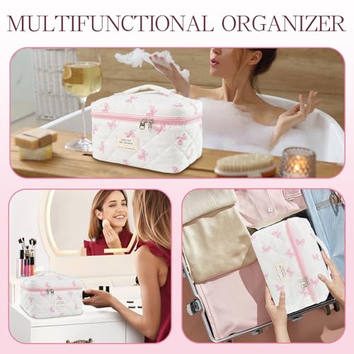 Bolsa organizadora de maquillaje con lazo, bolsas de maquill