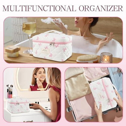 Bolsa organizadora de maquillaje con lazo, bolsas de maquill