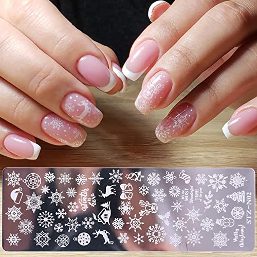 Juego de 6 plantillas de estampación de uñas de Navidad, cop