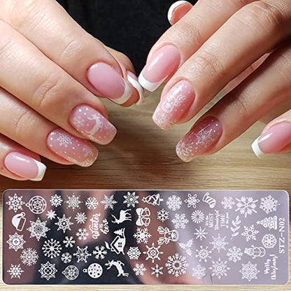 Juego de 6 plantillas de estampación de uñas de Navidad, cop