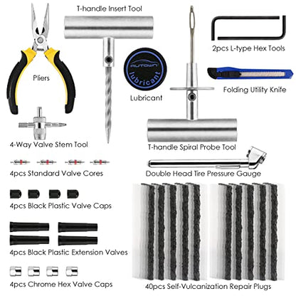 Kit de reparación de neumáticos, kit de 68 piezas de tapones