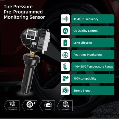CDWTPS TPMS Sensor GM - Paquete de 4, sistema de monitor de