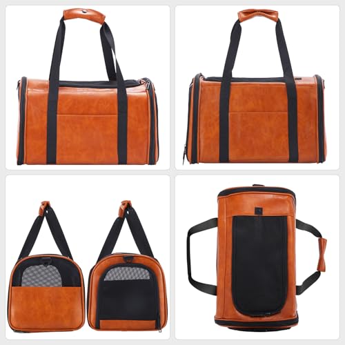 Transportador de cuero de moda para perros y gatos, aprobado