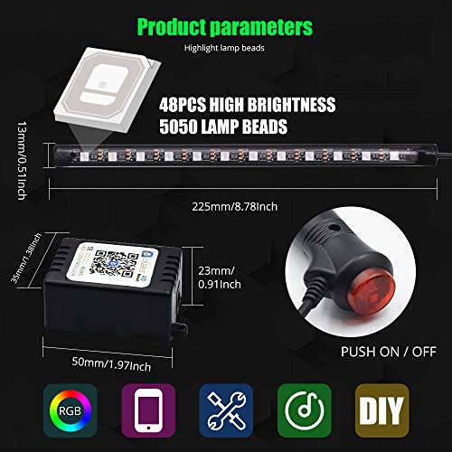Luces LED para automóvil, 4 unidades, 48 luces LED RGB Bluet