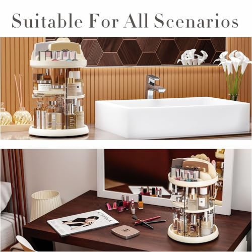 Organizador de maquillaje giratorio 360 color beige para toc