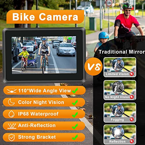Cámara de visión trasera para bicicleta con monitor HD de 4.