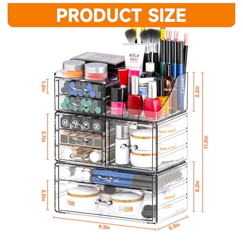 Cq acrylic Organizador de maquillaje transparente y almacena