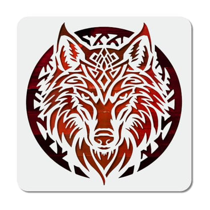MAYJOYDIY Plantilla de dibujo de lobo poderoso de 11.8 x 11.