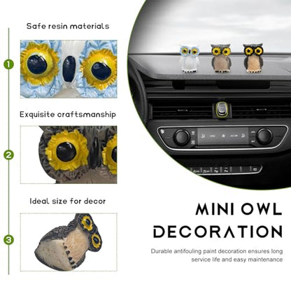 6 piezas de mini búho decoración de tablero de automóvil, li