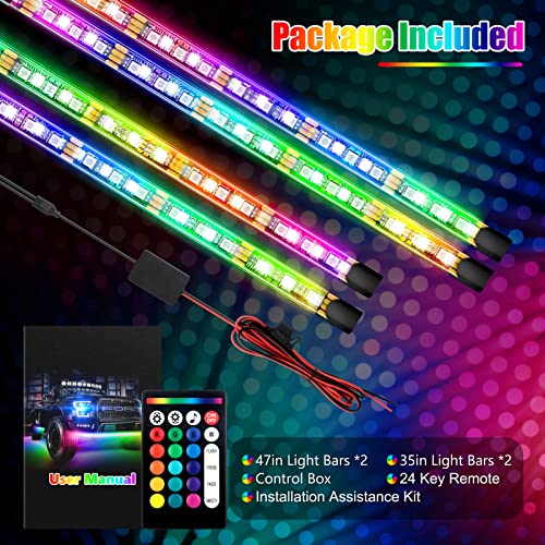 Kit de 4 luces LED de 250 LED para automóvil, control por ap