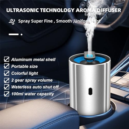 Difusor de aluminio para automóvil, aceite esencial, humidif