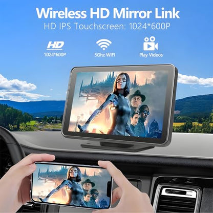 Pantalla Carplay portátil para automóvil, Carplay inalámbric