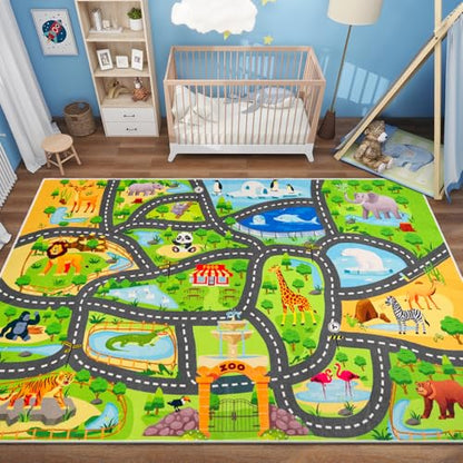 Alfombra de camino de animales para niños, 59 x 39.4 pulgada