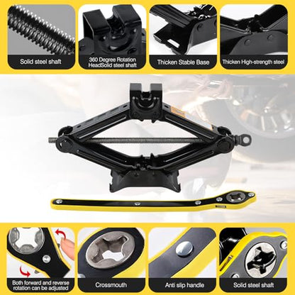 Kit de gato de coche, tijeras para coche, capacidad máxima d
