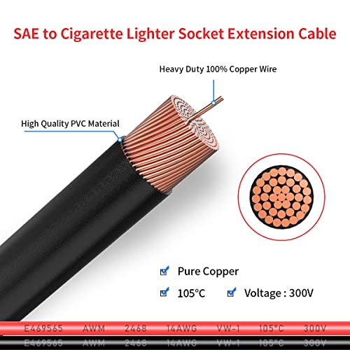 14AWG SAE a encendedor de cigarrillos de coche 12V enchufe m