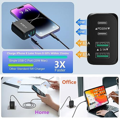 Cargador para iPhone 16/15 Pro Max, paquete de 2 adaptadores
