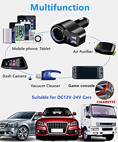 Cargador de coche USB C 4 en 1, adaptador de encendedor de c