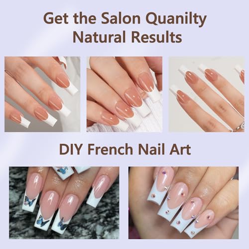 Misssix 240 puntas de uñas de gel francesas a presión, larga