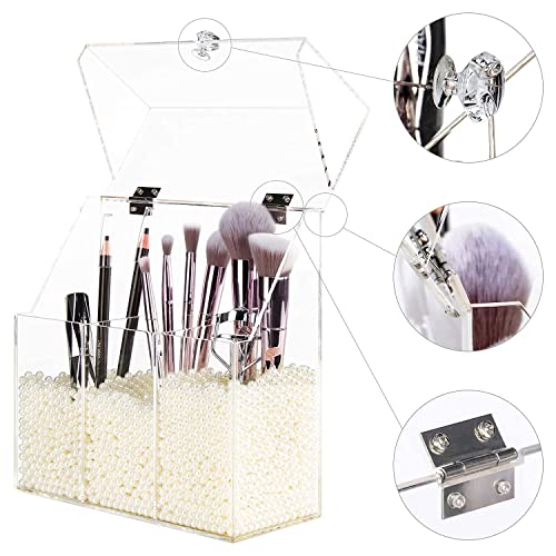 YestBuy Soporte para brochas de maquillaje transparente, org