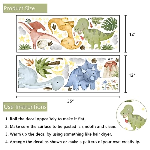 Yovkky Calcomanías de pared de dinosaurio para bebé, diseño