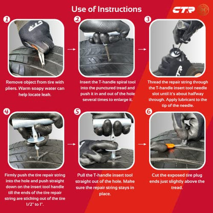CTR Kit de tapones de neumáticos de alta resistencia, kit de