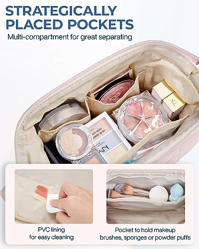 BAGSMART Bolsa de maquillaje de viaje, bolsa de maquillaje a