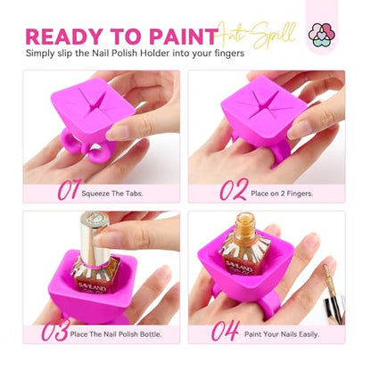 SAVILAND 3 anillos para esmalte de uñas: antiderrames, porta