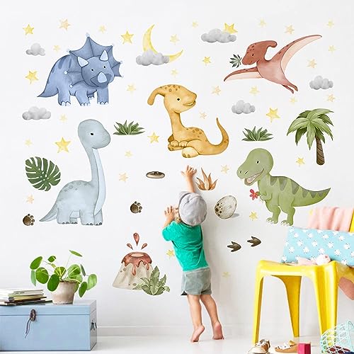 Yovkky Calcomanías de pared de dinosaurio para bebé, diseño