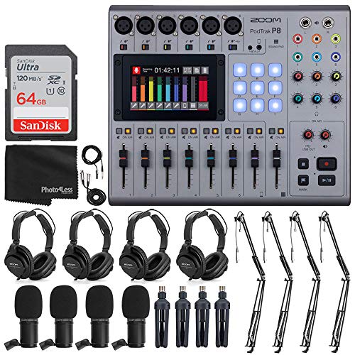 Zoom PodTrak P8 - Grabadora de podcasts multipista + micrófo