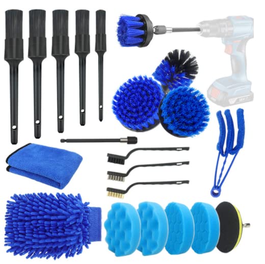 Juego de 21 cepillos para detalles de automóvil, kit de deta