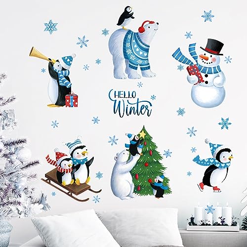 Yovkky Calcomanías de pared con texto en inglés "Hello Winte