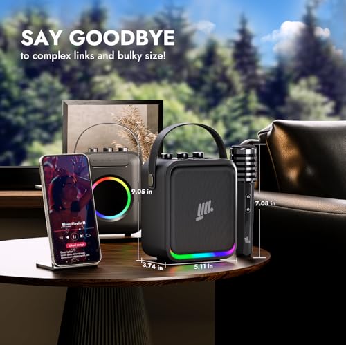 YLL Máquina portátil de karaoke Bluetooth: altavoz potente d