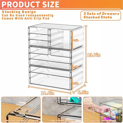 Yieach Paquete de 3 cajones de almacenamiento transparentes