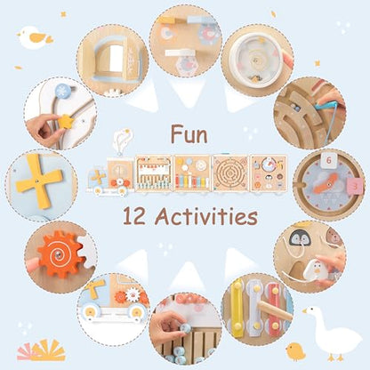 Tabla de actividades de tren de pared, juguetes sensoriales Montessori