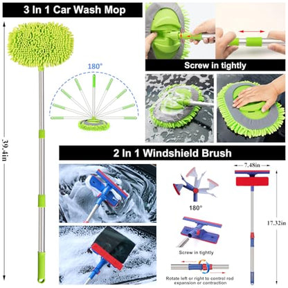 AUTODECO Kit de limpieza de 44 piezas para lavado de autos,