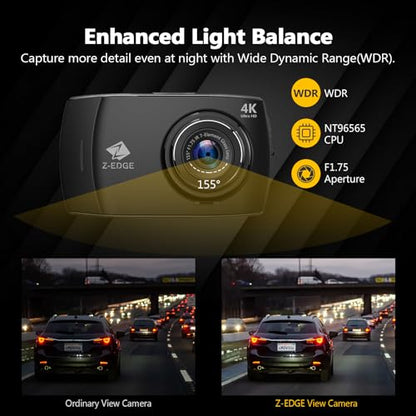 Z-Edge T4 Dash Cam delantera y trasera, cámara de tablero du