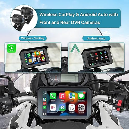 DVR de motocicleta: Apple Carplay inalámbrico, Android Auto,
