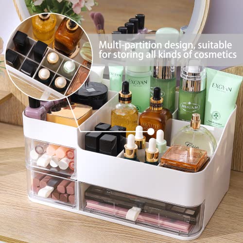 Organizador de maquillaje blanco con 3 cajones, almacenamien
