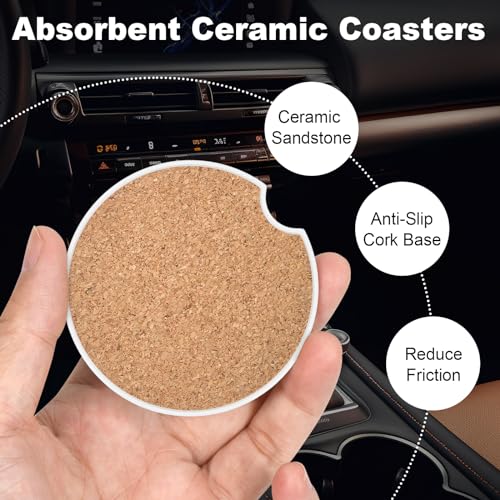 Paquete de 2 posavasos para automóvil, posavasos absorbentes