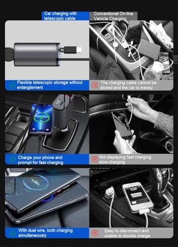 [Actualizado] Cargador retráctil para automóvil 4 en 1, 2 ca