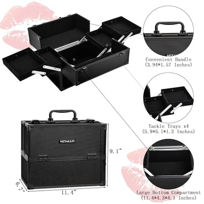 VETALLO Estuche de maquillaje grande, organizador portátil d