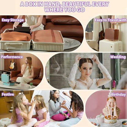 Caja de maquillaje, Oro Rosa, L, Con divisor ajustable maqui