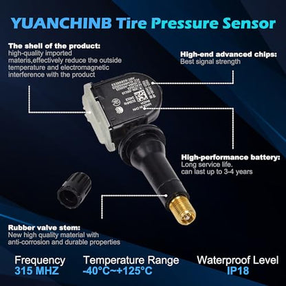 Sensor de presión de neumáticos 315MHz TPMS Sensores 1 unida