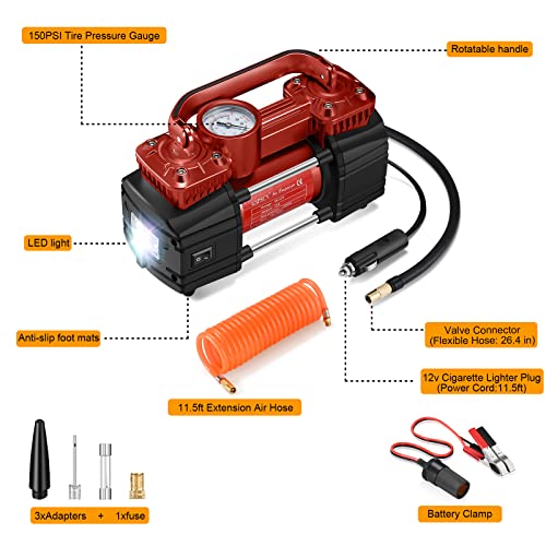 GSPSCN Compresor de aire de doble cilindro CC de 12 V para a