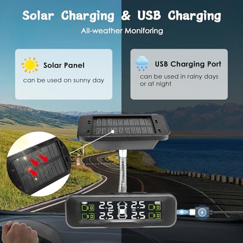 Tire Pressure Monitoring System, Upgrade Wireless Solar TPMS