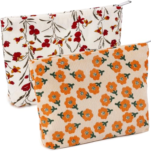 ZLFSRQ 2 bolsas de maquillaje de flores de margarita, bolsas
