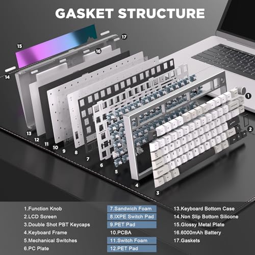 YUNZII Teclado mecánico inalámbrico AL80, CNC de aluminio co