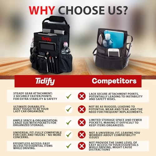 Tidify Organizador de asiento delantero para auto con almace